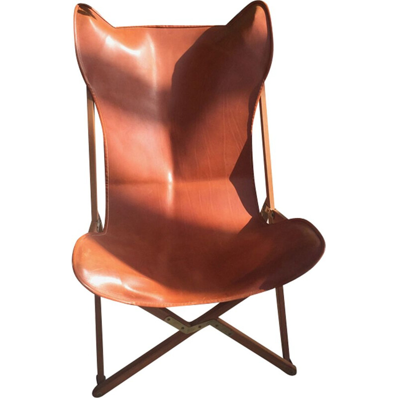 Butterfly AA teak and leather armchair