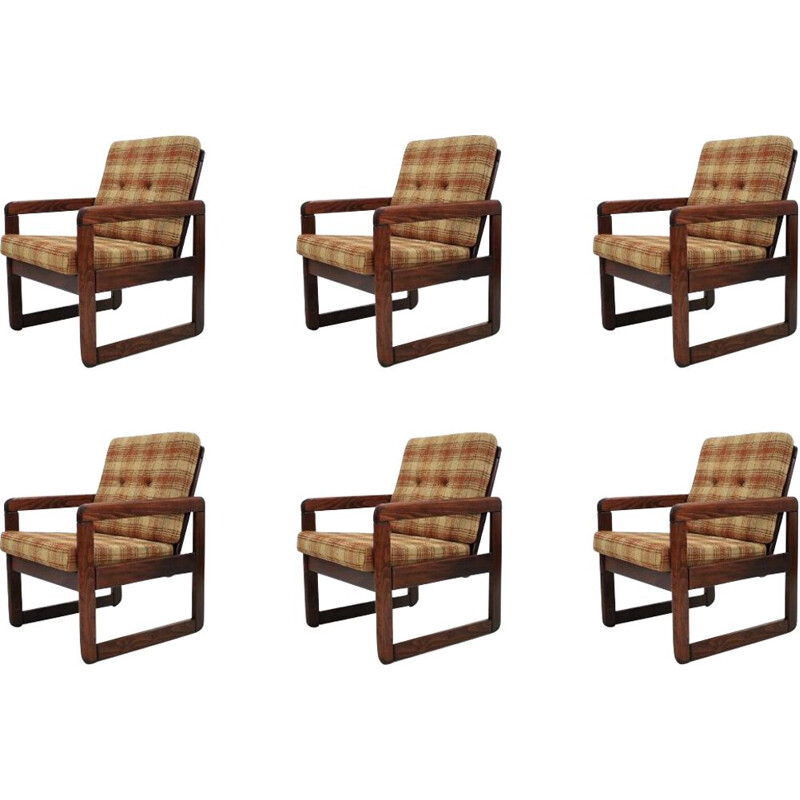 Suite van 6 vintage fauteuils, Tsjechoslowakije, 1970