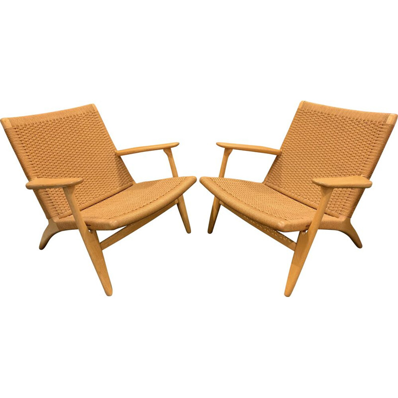 2 fauteuils vintage en chêne danois par Hans Werner et Carl Hansen, 1960 