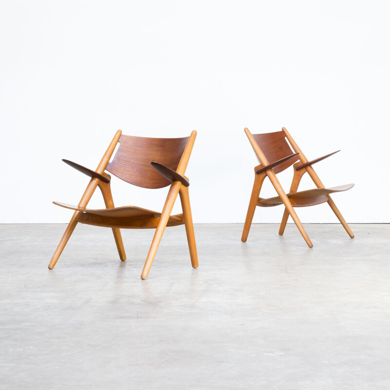 Pair of vintage dining chairs by Hans Wegner model "0CH28T "for Carl Hansen & Son, 1950
