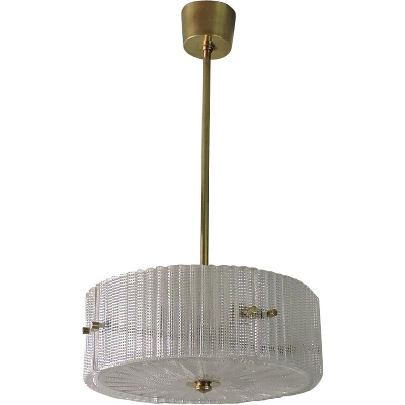 Vintage hanging lamp in Crystal by Carl Fagerlund for Orrefors Sweden 1960s