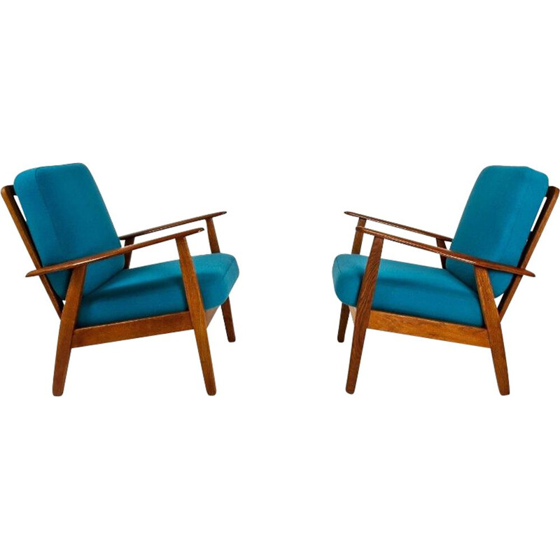 Set of 2 Armchairs in Teak & Oak, Danish 1950s