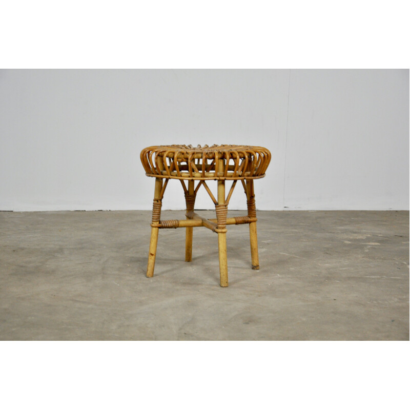 Set of 4 vintage stools in rattan 1960s 