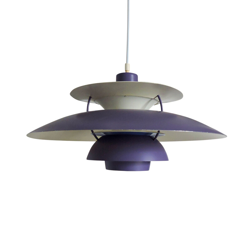 Pair of vintage hanging lamps Purple PH5 by Poul Henningsen for Louis Poulsen, 1950s