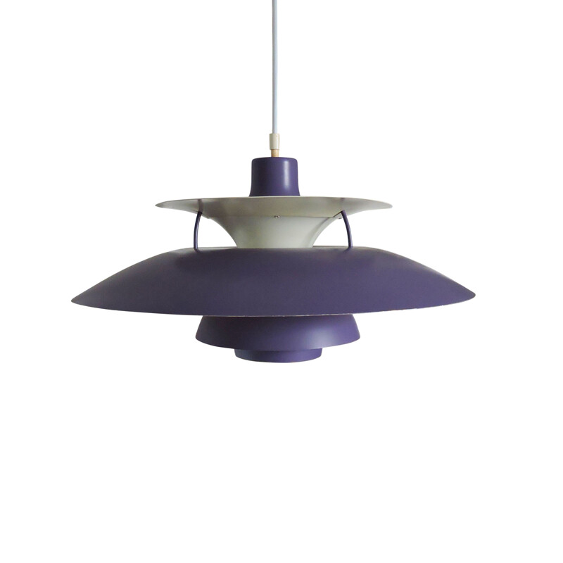 Pair of vintage hanging lamps Purple PH5 by Poul Henningsen for Louis Poulsen, 1950s