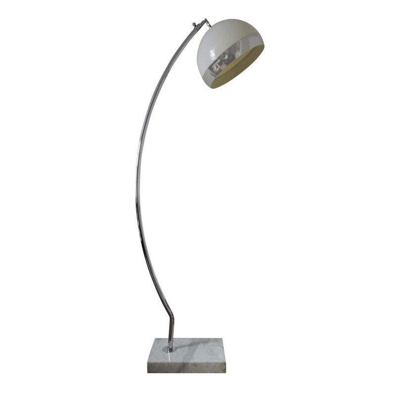 Vintage Floor Lamp, arc in Chrome and marble base , 1970s