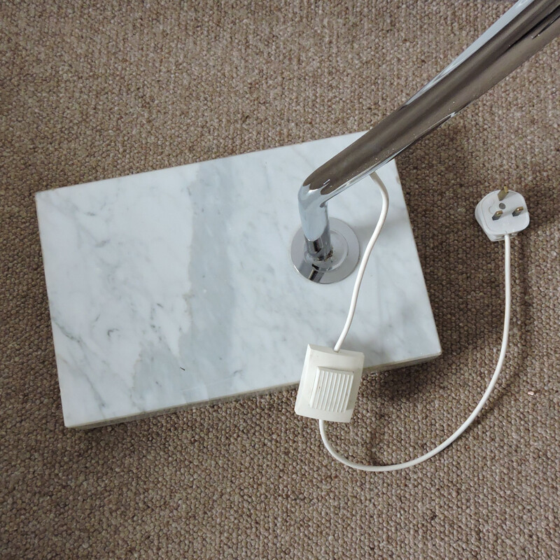 Vintage Floor Lamp, arc in Chrome and marble base , 1970s