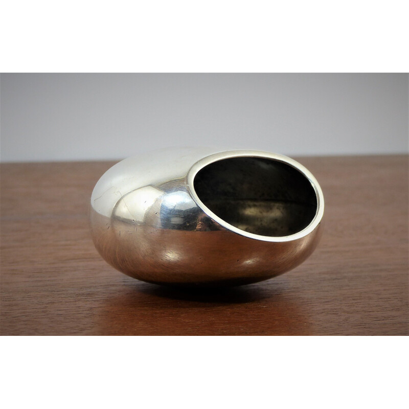 Silver ashtray in steel by Ravinet