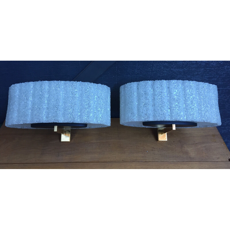 Pair of white wall lamps by Arlus