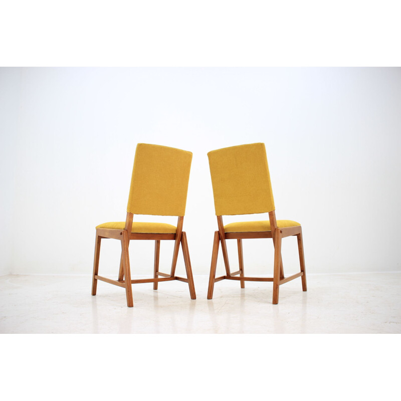 Pair of yellow chairs in beechwood by GHG