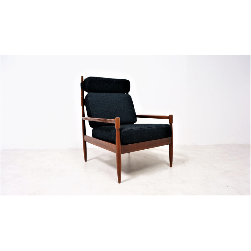 Scandinavian black armchair in teak