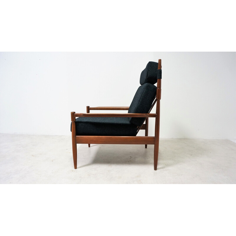 Scandinavian black armchair in teak