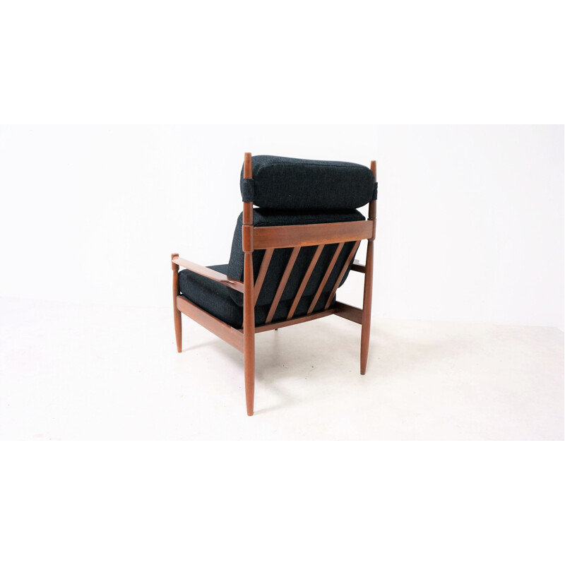 Scandinavian black armchair in teak