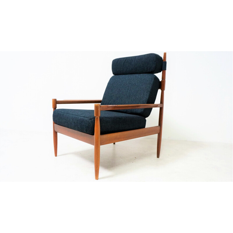 Scandinavian black armchair in teak