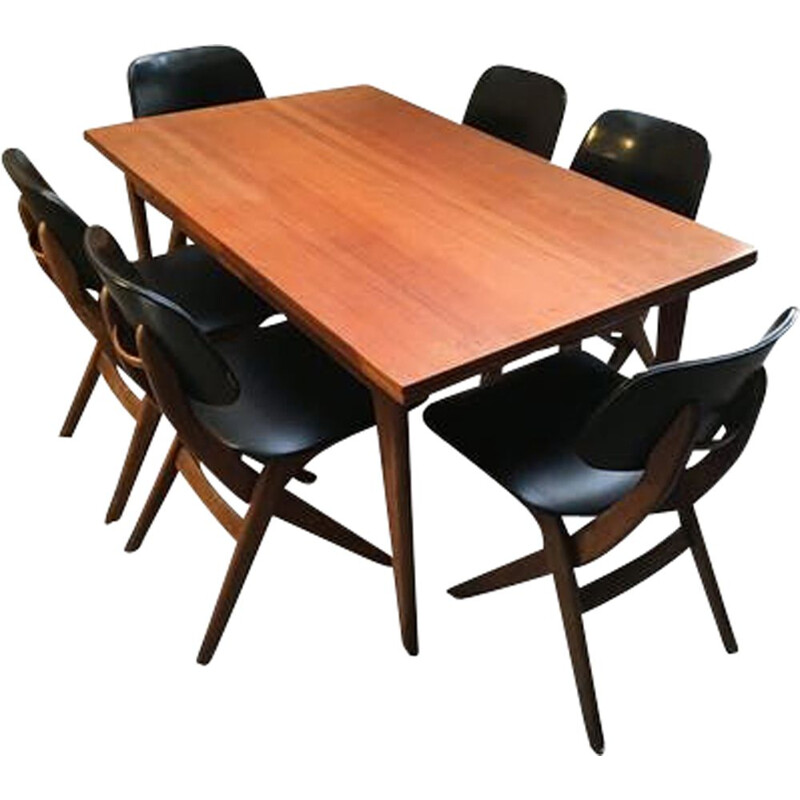 Set de 6 chaises et table vintage de Louis van Teeffelen pour Webe