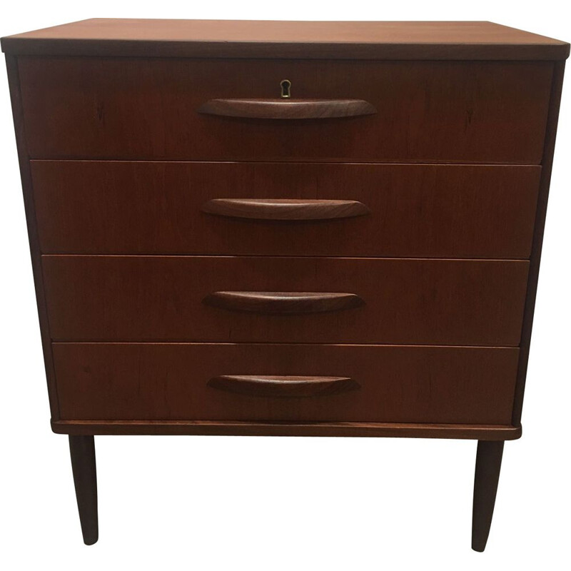 Commode vintage Scandinave en teck à 4 tiroirs,1960