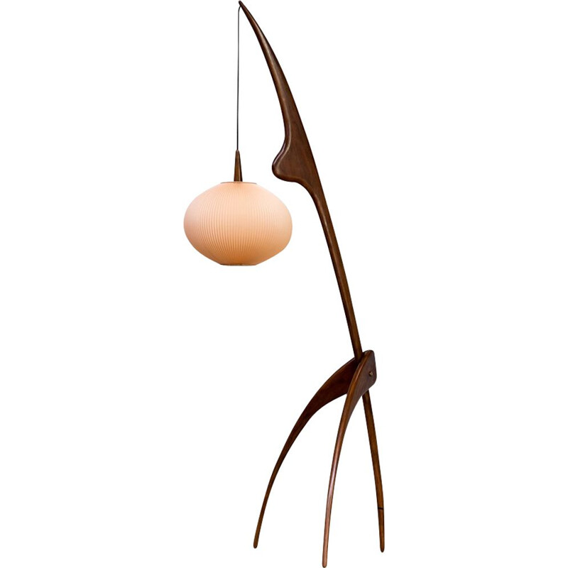 Vintage floor lamp "Praying Mantis" for Rispal France,1950