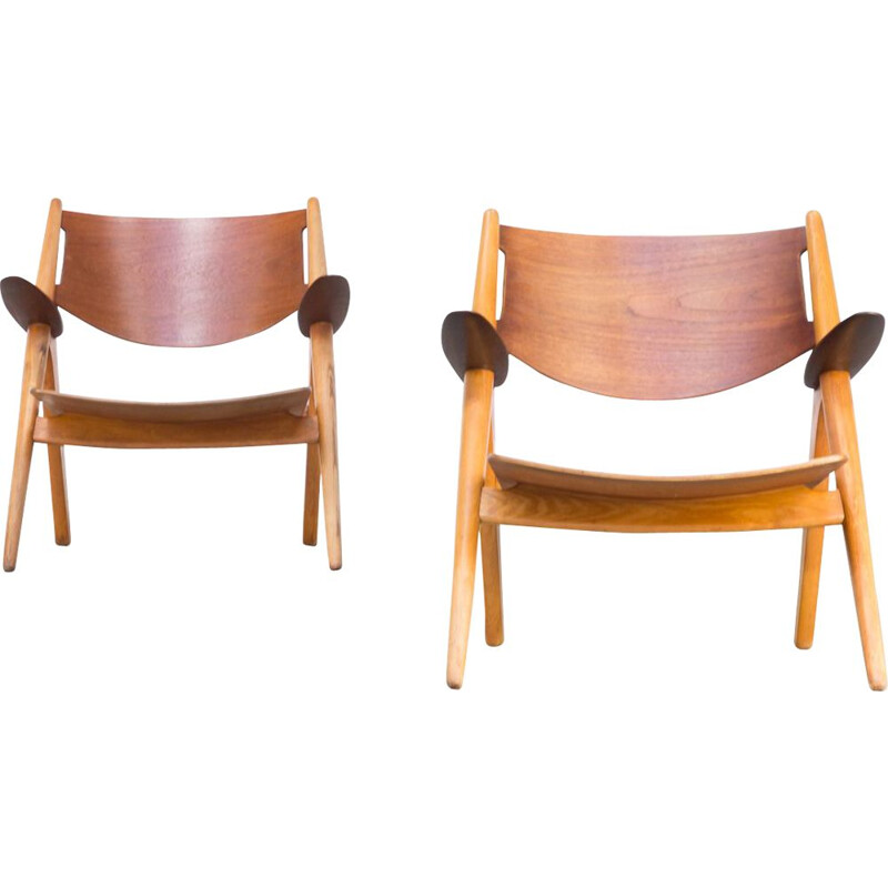 Pair of vintage dining chairs by Hans Wegner model "0CH28T "for Carl Hansen & Son, 1950