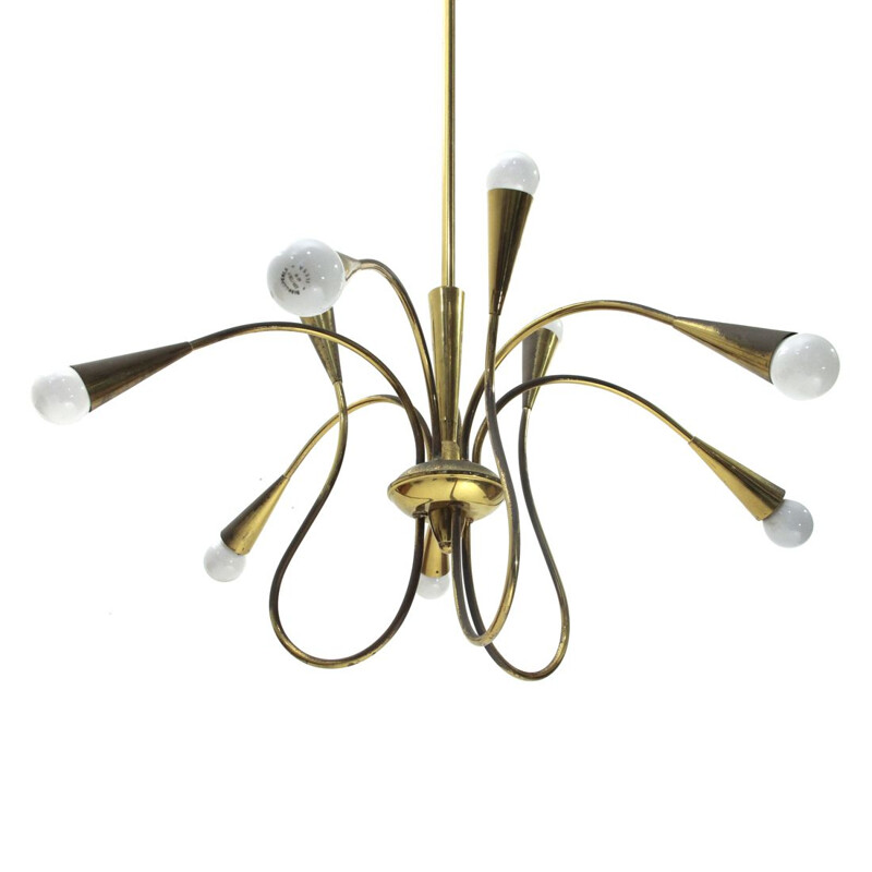 Vintage chandelier in brass, Italian 1950s