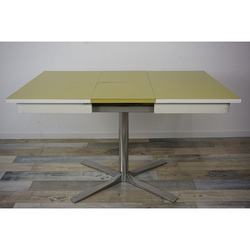 Vintage table in metal green formica 1950s 