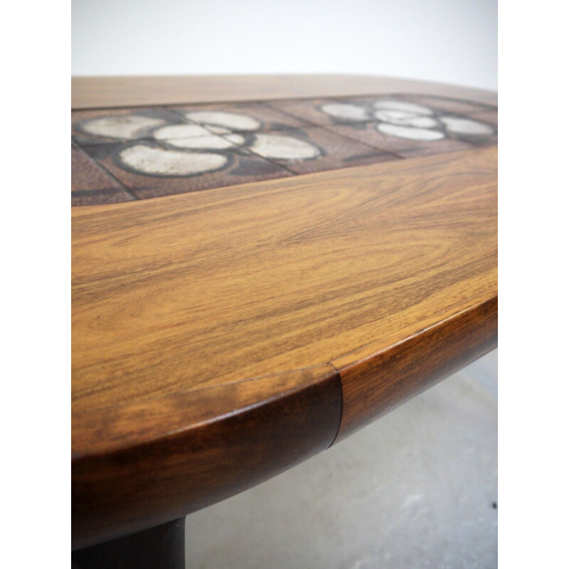 Vintage coffee table in rosewood and lava rock, Scandinavian 1960s 