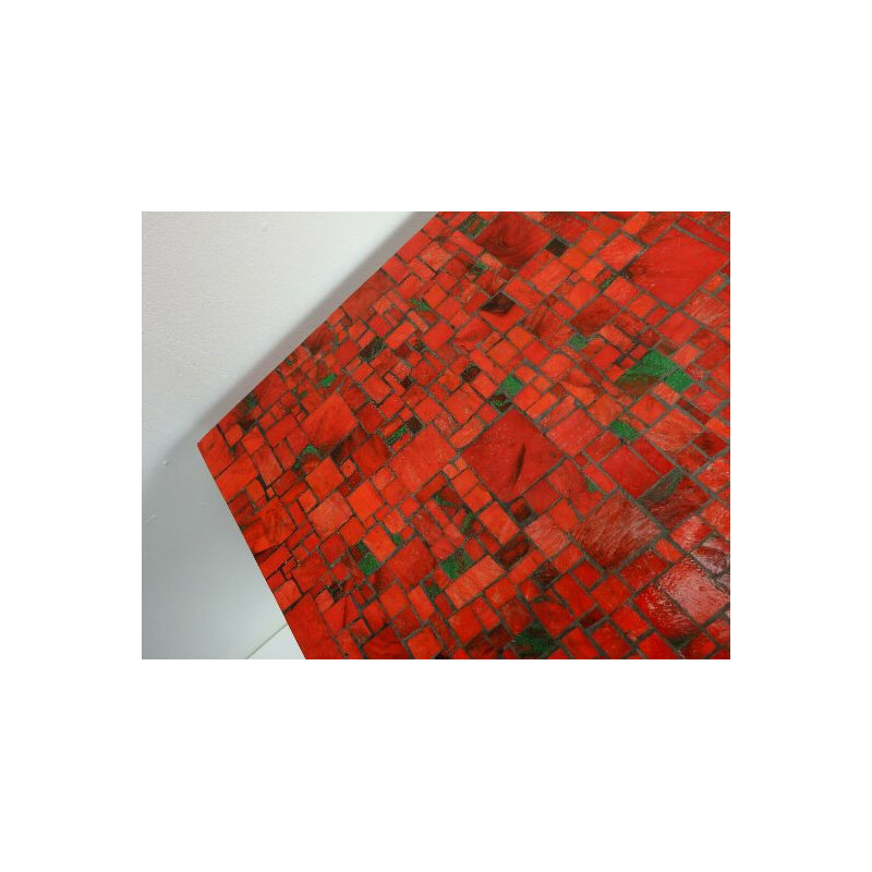 Vintage Coffee Table Glass Mosaic red green black 1960s