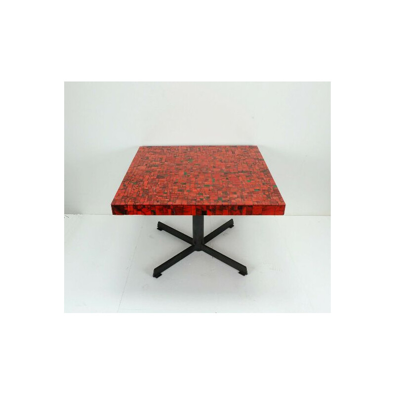 Vintage Coffee Table Glass Mosaic red green black 1960s