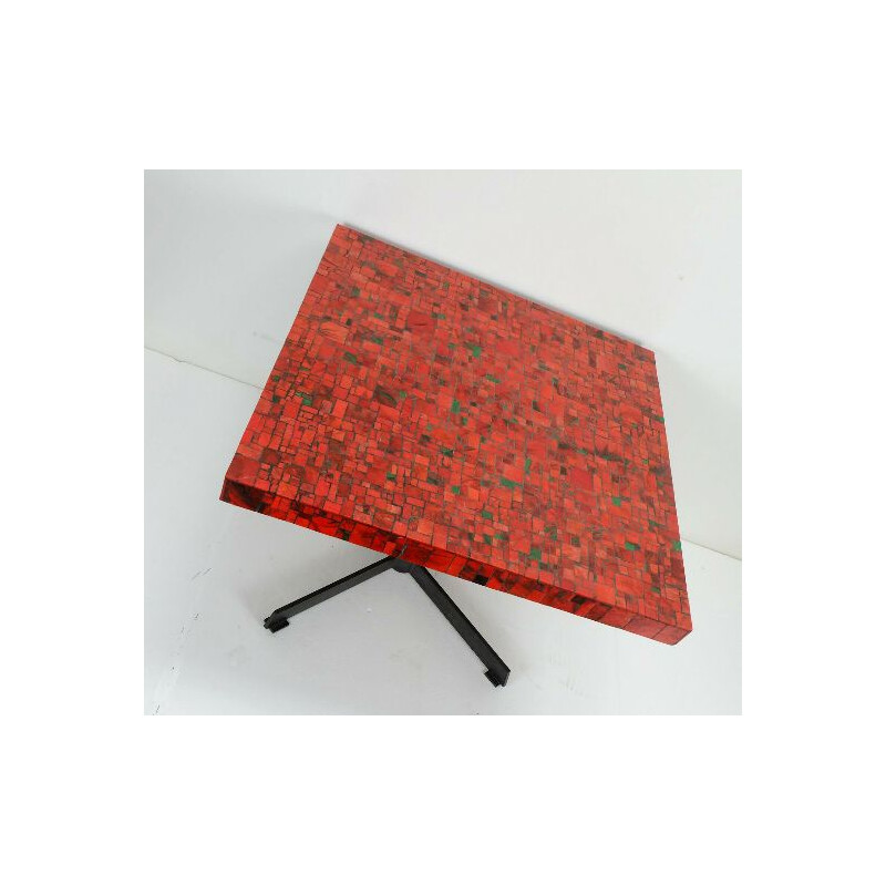 Vintage Coffee Table Glass Mosaic red green black 1960s