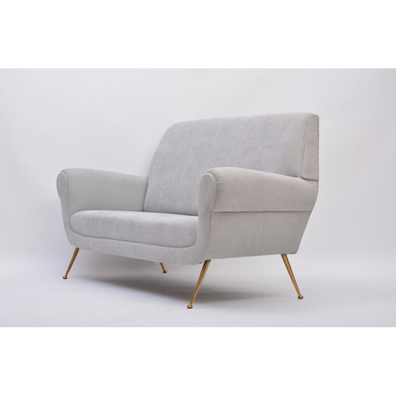 Divano vintage grigio di Gigi Radice per Minotti, Italia, anni '50