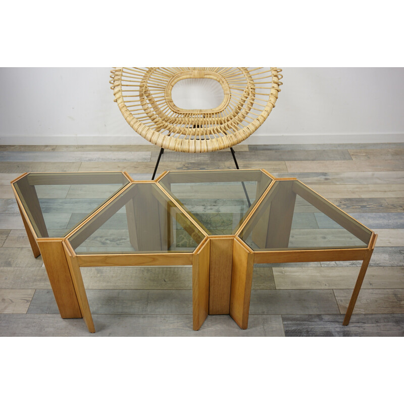 Set de Tables d'appoint vintage modulables Tony design italien par Porada Arredi