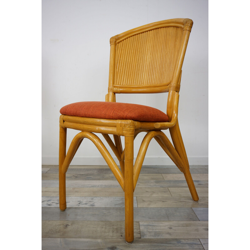 Set of 4 vintage chairs in rattan, 1960s