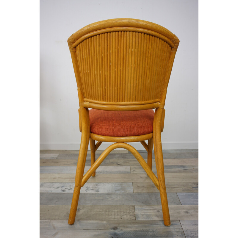 Set of 4 vintage chairs in rattan, 1960s