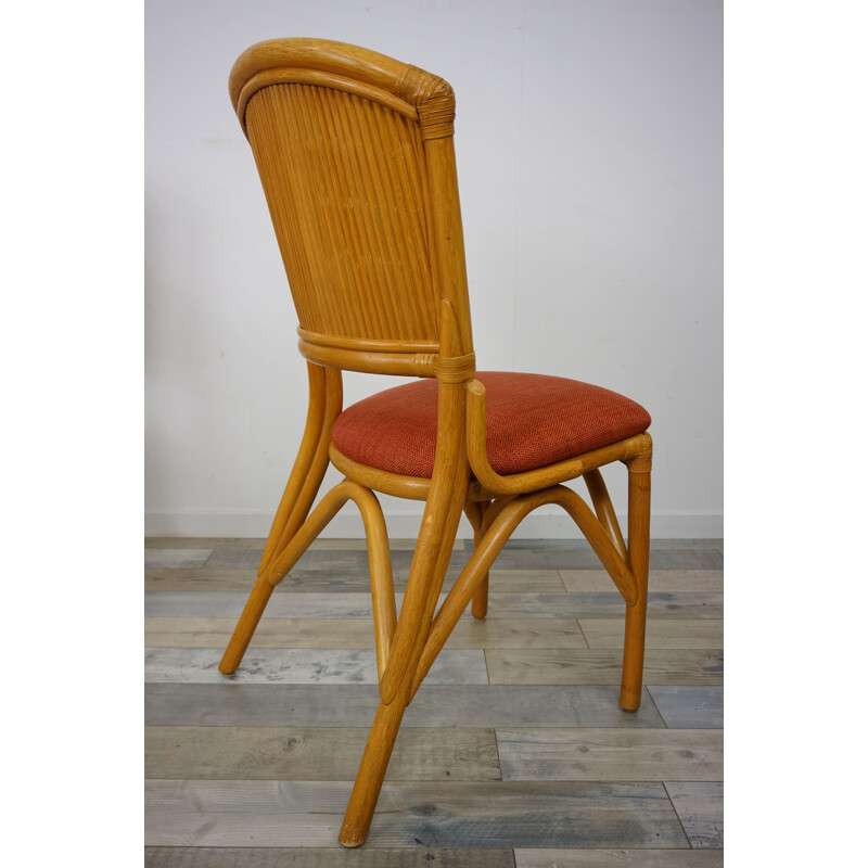 Set of 4 vintage chairs in rattan, 1960s