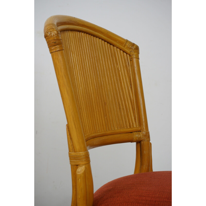 Set of 4 vintage chairs in rattan, 1960s