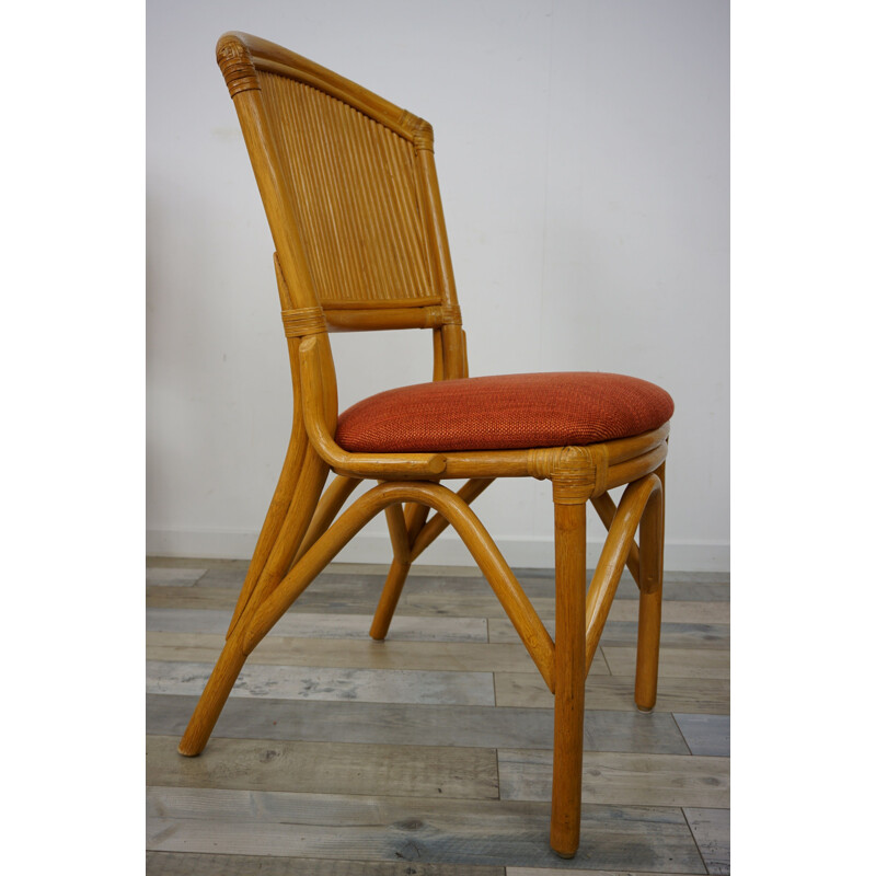 Set of 4 vintage chairs in rattan, 1960s