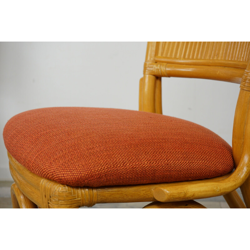 Set of 4 vintage chairs in rattan, 1960s