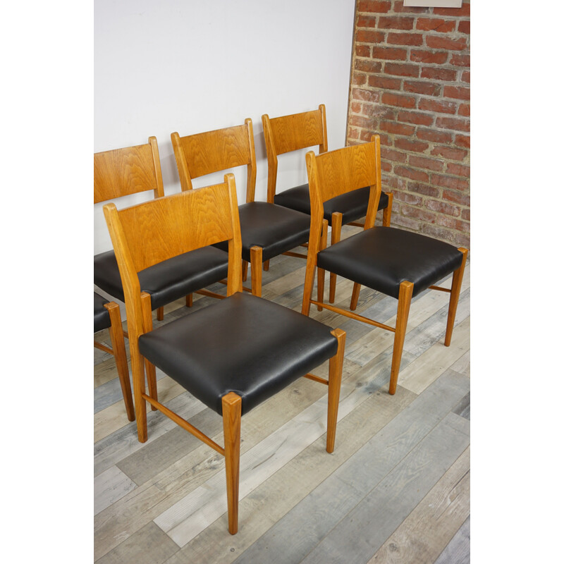 Vintage dining set, oval table and 6 chairs, 1960s