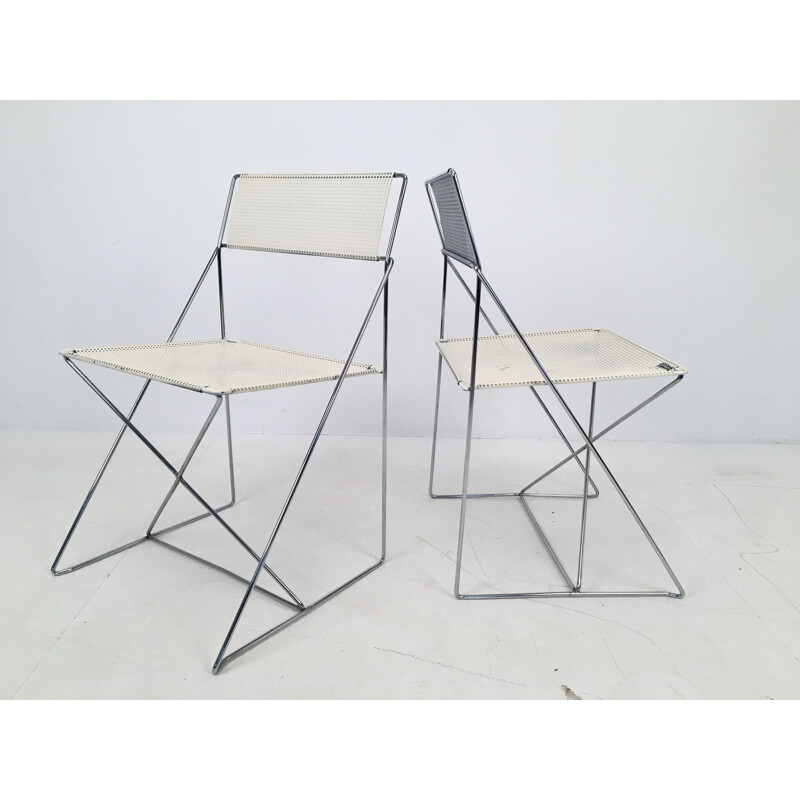 Pair of vintage chairs X-Line by Niels Jørgen Haugesen for Hybodan, Denmark, c.1970