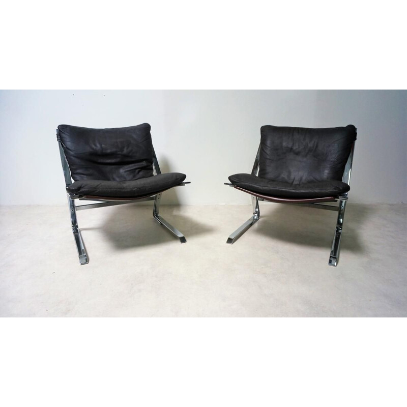 Pair of vintage armchairs by Elsa and Nordahl Solheim for Rykken, Norway 1973