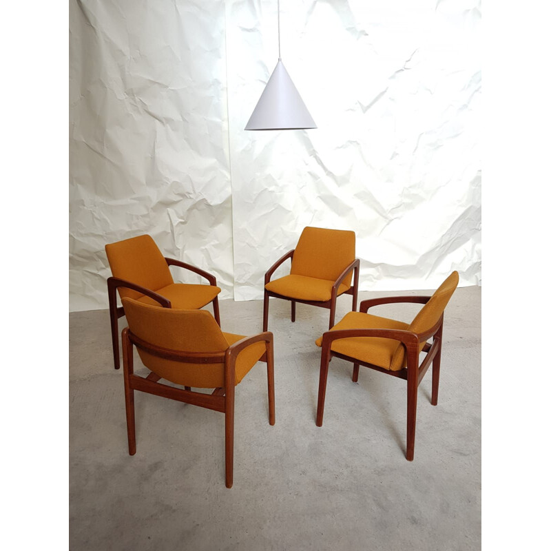 Set of 4 vintage dining chairs in teak, Paper Knife by Kai Kristiansen, Danish 
