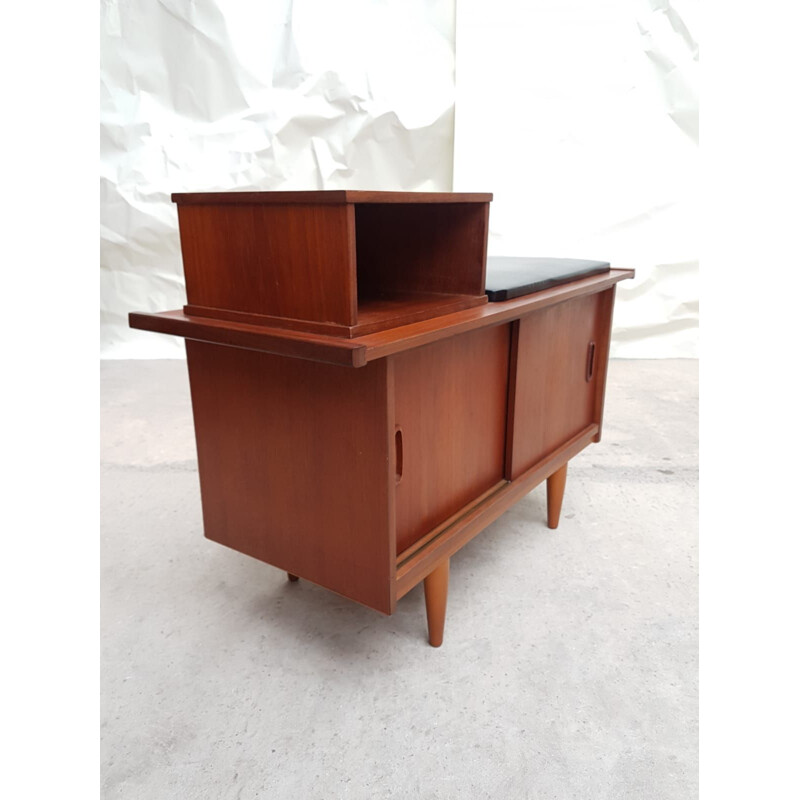 Vintage lowboard in Teak and Vinyl, Danish 1960s