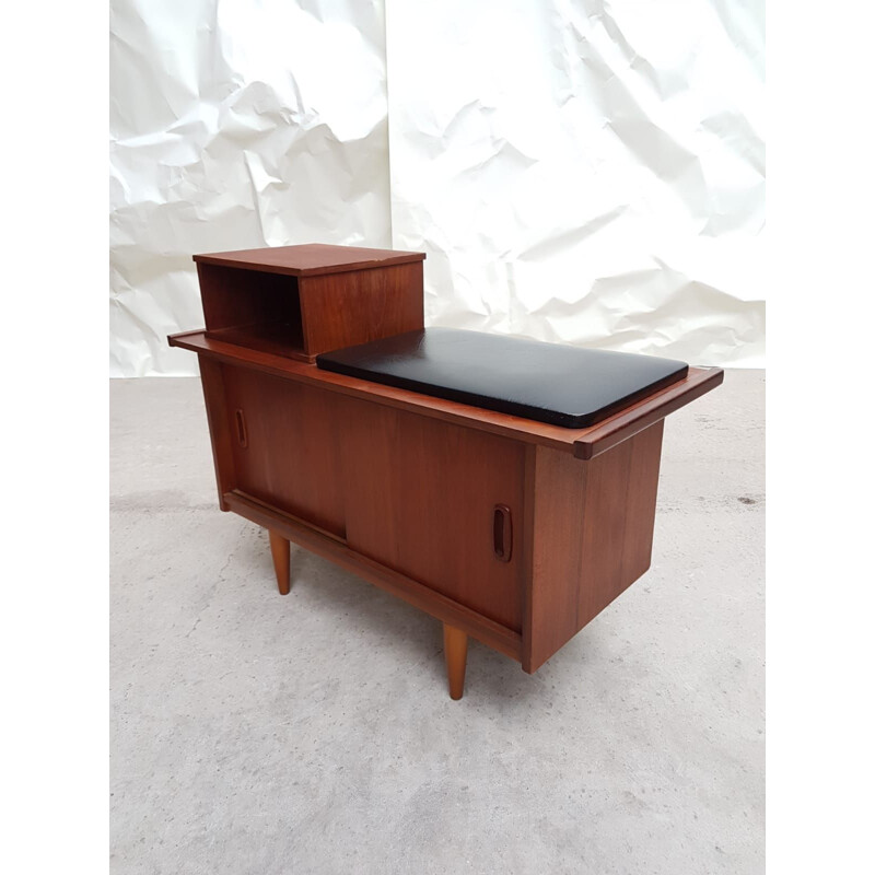 Vintage lowboard in Teak and Vinyl, Danish 1960s