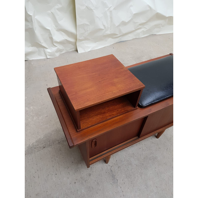 Vintage lowboard in Teak and Vinyl, Danish 1960s