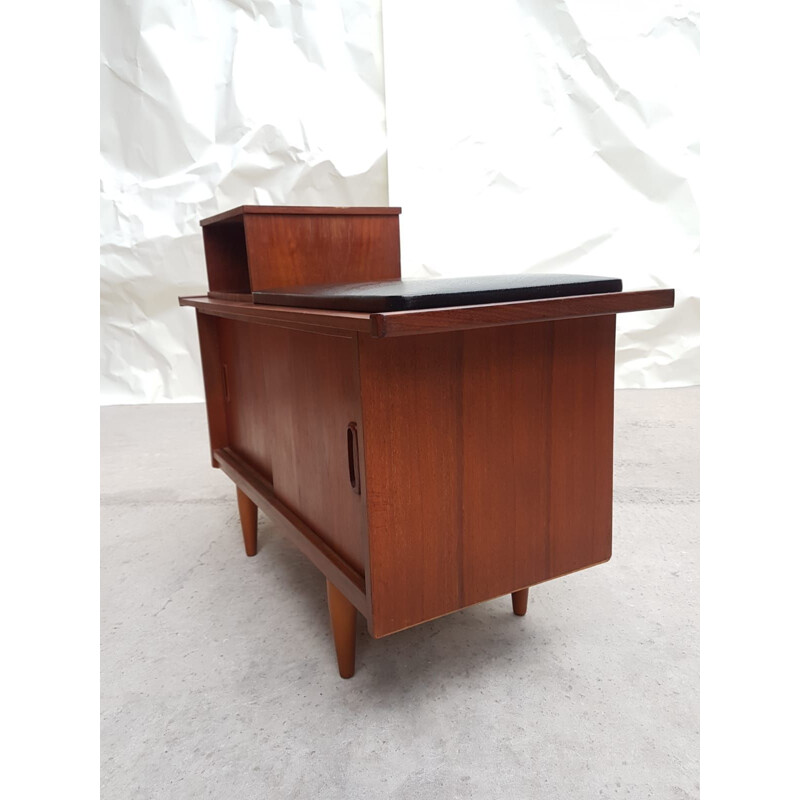 Vintage lowboard in Teak and Vinyl, Danish 1960s