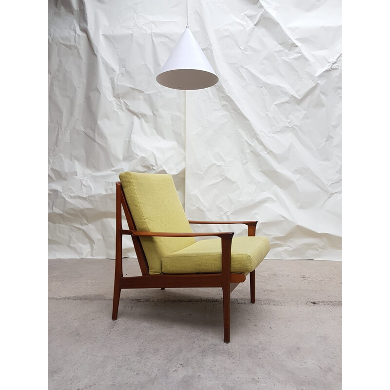 Pair Of Vintage Lounge Chairs in Teak and Linen, Australian 