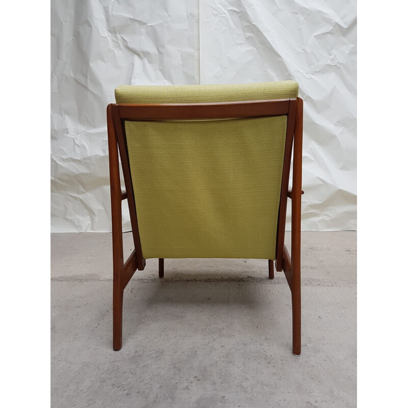 Paire de fauteuils lounge Vintage en teck et toile de lin, Australie 