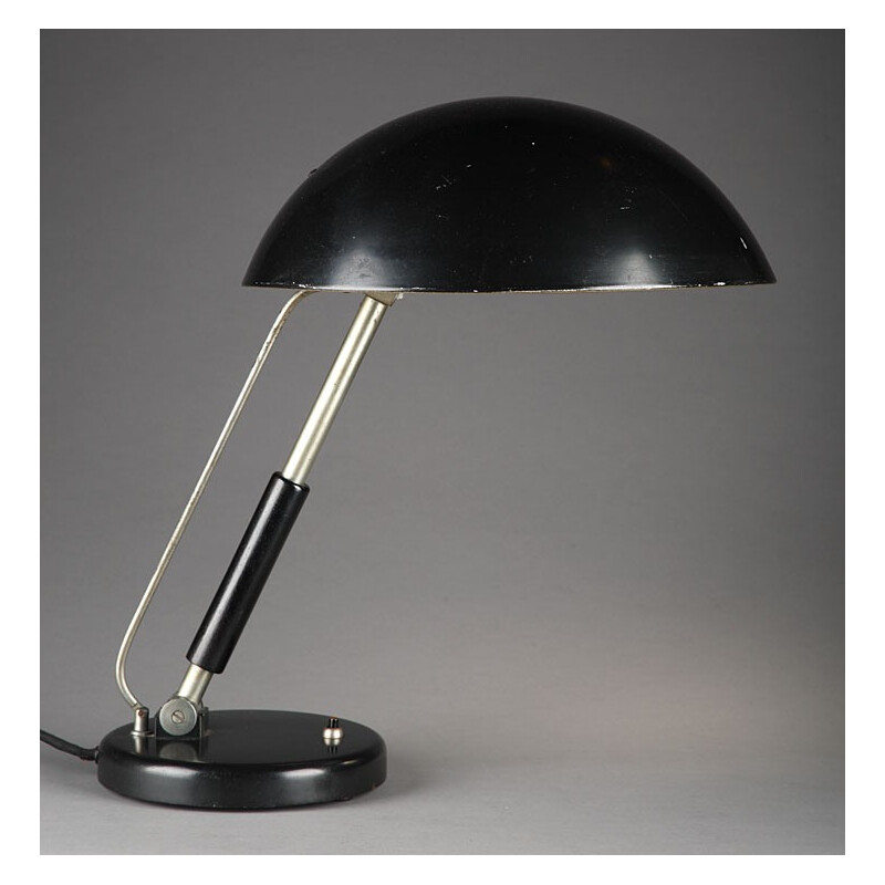 Lampe de table en métal, acier et bois, Karl TRABERT - 1930
