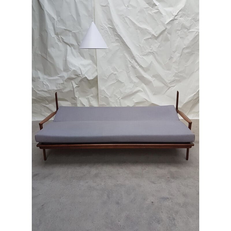 Vintage Sofa in Teak and Linen, Australian 60s-70s