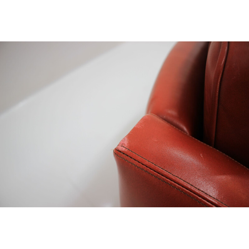 Vintage Two Seater Sofa In Red Leather, Danish 1960s 