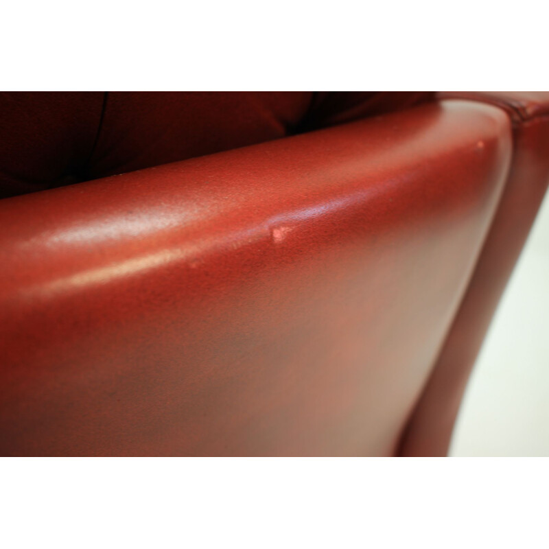 Vintage Two Seater Sofa In Red Leather, Danish 1960s